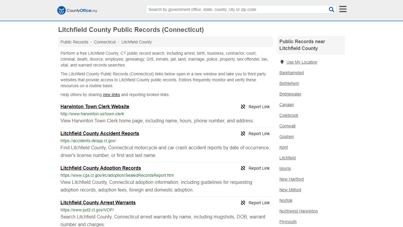Litchfield County Public Records (Connecticut) - County Office