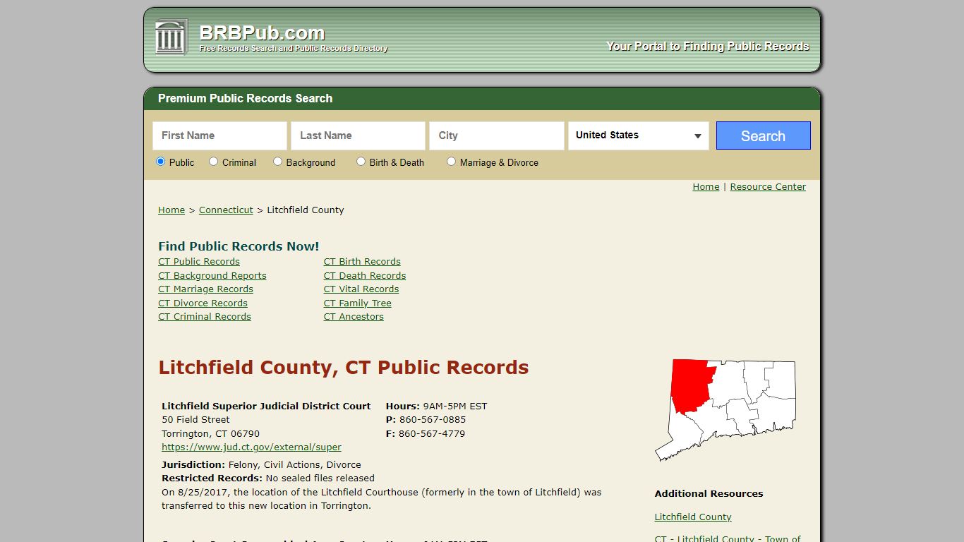 Litchfield County, CT Public Records - BRB Pub