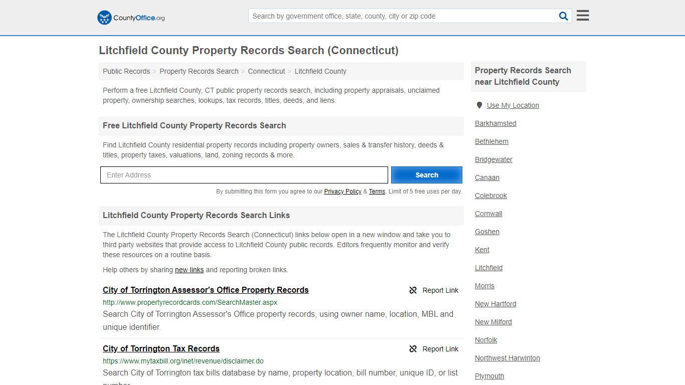 Litchfield County Property Records Search (Connecticut) - County Office